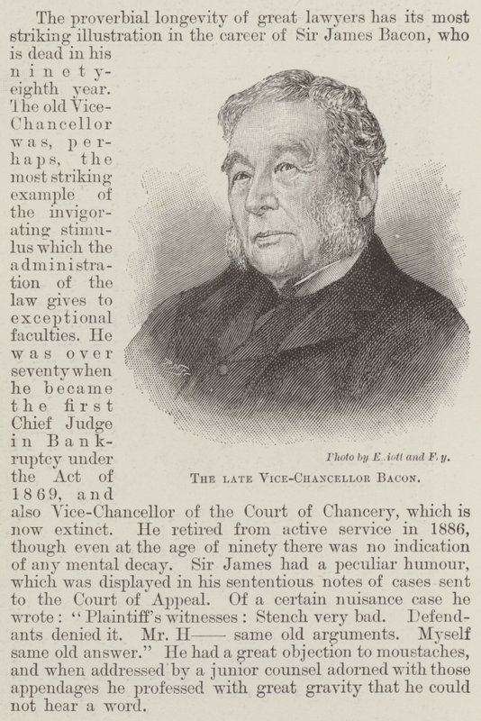 Der verstorbene Vizekanzler Bacon (Gravur) von English School