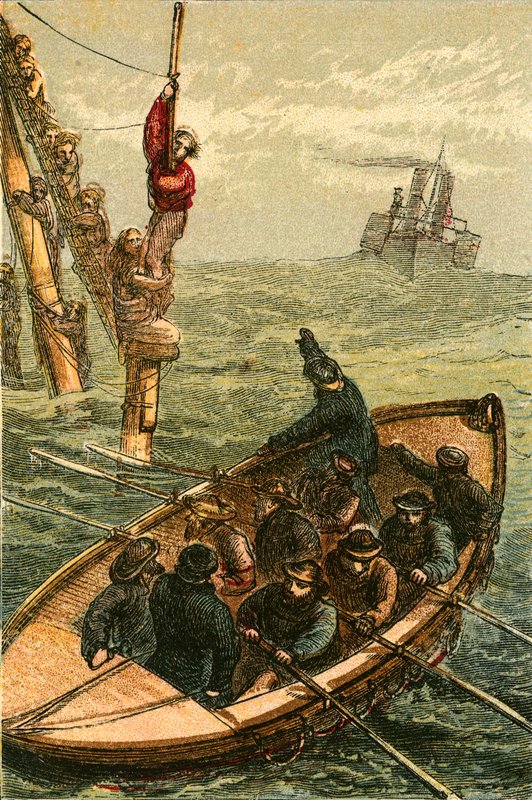 Das Rettungsboot Bradford rettet die Besatzung der Bark Scott von English School