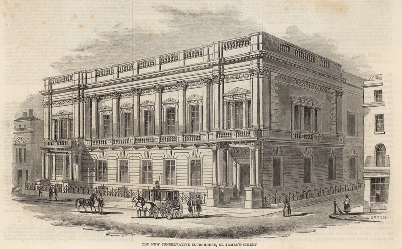 Das neue Conservative Club House, St. Jamess Street, London von English School