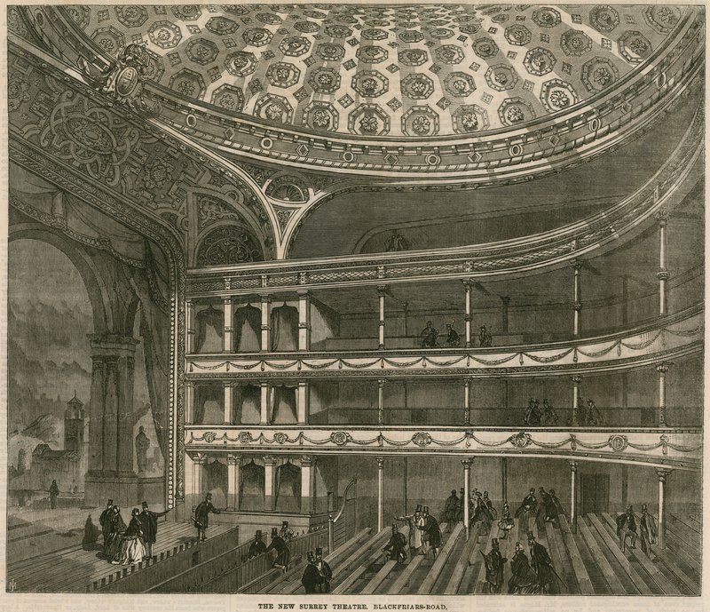 Das neue Surrey Theater, Blackfriars Road, London von English School