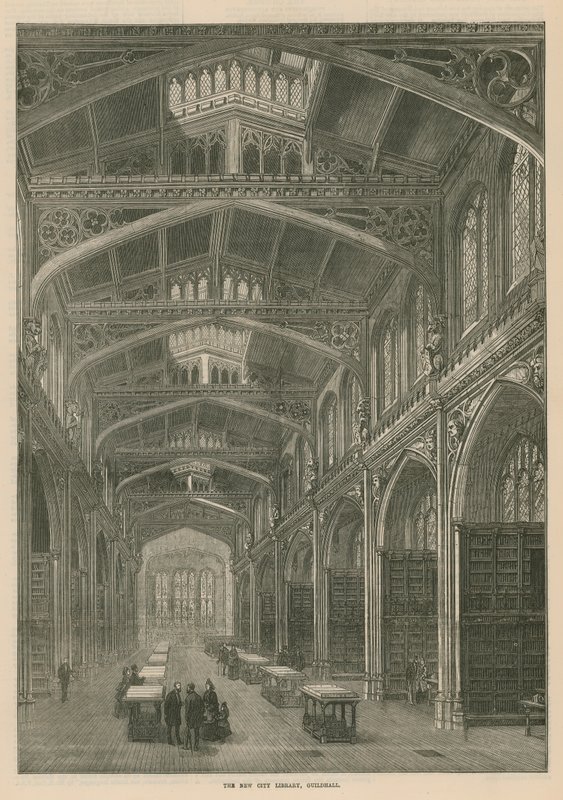 Die neue Stadtbibliothek, Guildhall, London von English School