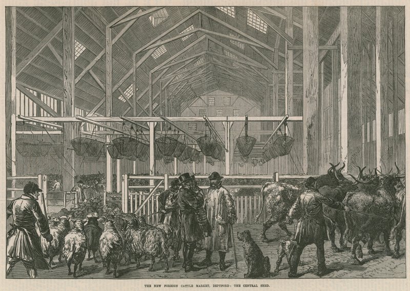 Der neue ausländische Viehmarkt, Deptford, London - die zentrale Halle von English School