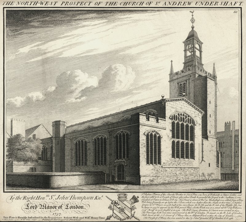 Die Nordwestansicht der Kirche St Andrew Under Shaft von English School