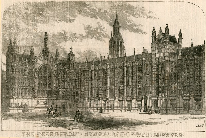 Die Vorderseite der Peers, Neues Palast von Westminster, London von English School