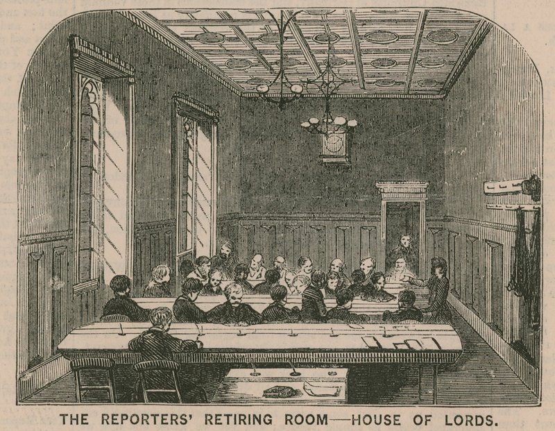 Der Rückzugsraum der Reporter im House of Lords von English School