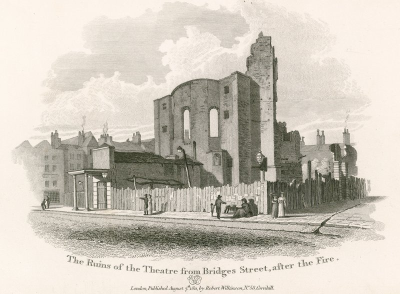 Die Ruinen des Royal Theatre, Drury Lane, von der Bridges Street von English School