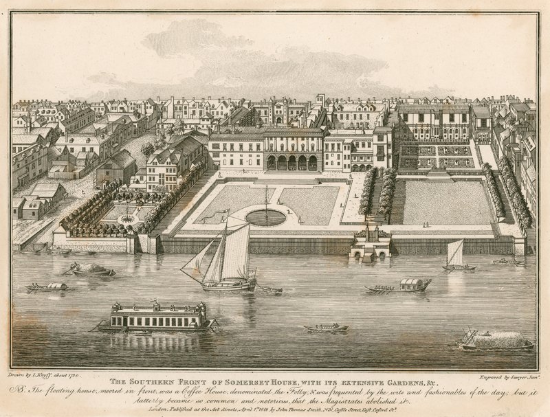 Die Südfront von Somerset House mit seinen weitläufigen Gärten von English School