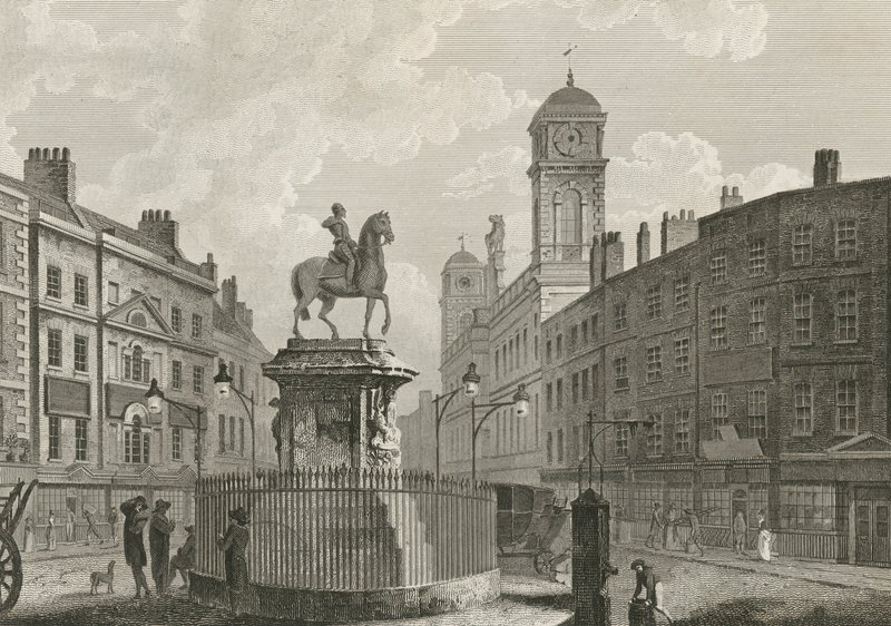 Die Statue von Karl I. zu Pferd von English School