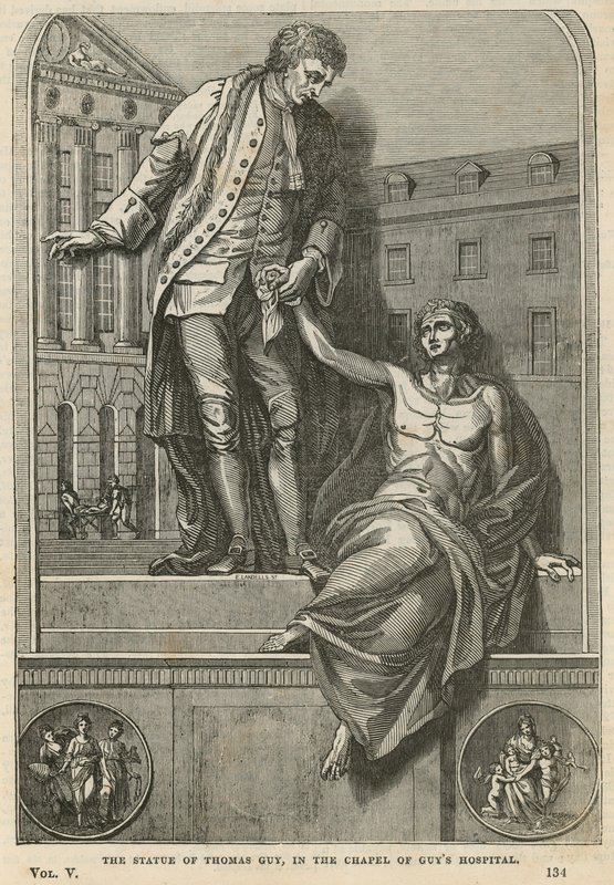 Die Statue von Thomas Guy in der Kapelle des Guys Hospital von English School