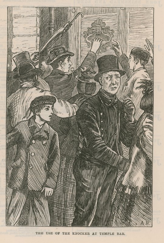 Die Verwendung des Türklopfers am Temple Bar von English School
