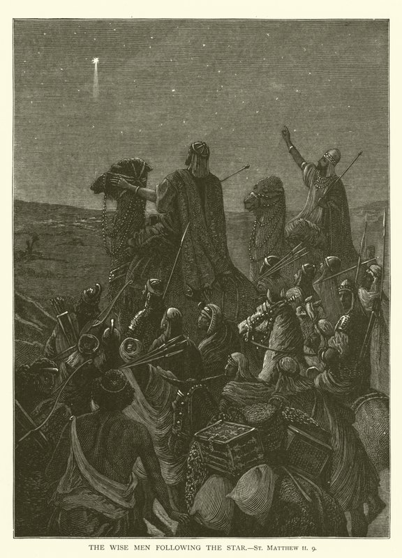 Die Weisen folgen dem Stern, Matthäus II, 9 (Gravur) von English School