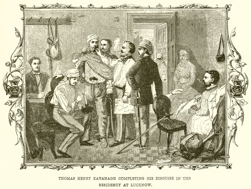 Thomas Henry Kavanagh vervollständigt seine Verkleidung in der Residenz in Lucknow von English School