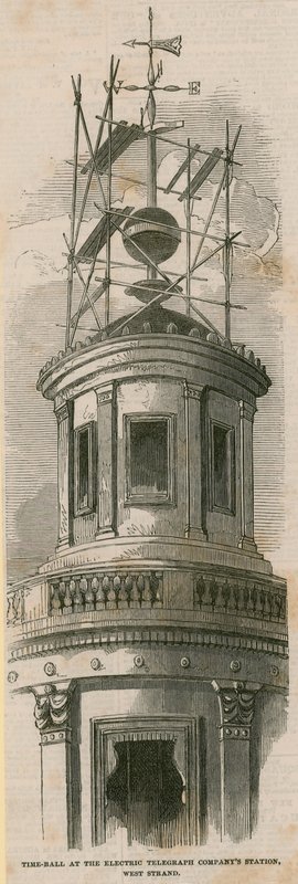 Zeitball an der Station der Electric Telegraph Company, West Strand von English School