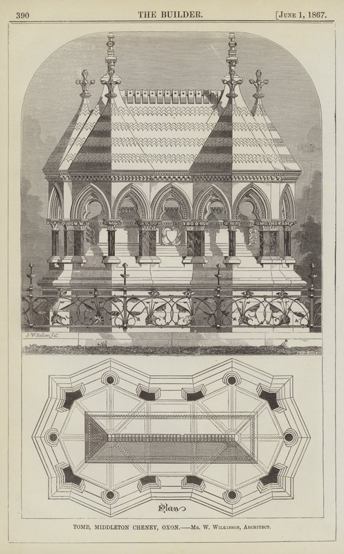 Grab, Middleton Cheney, Oxon, Mr. W. Wilkinson, Architekt (Gravur) von English School