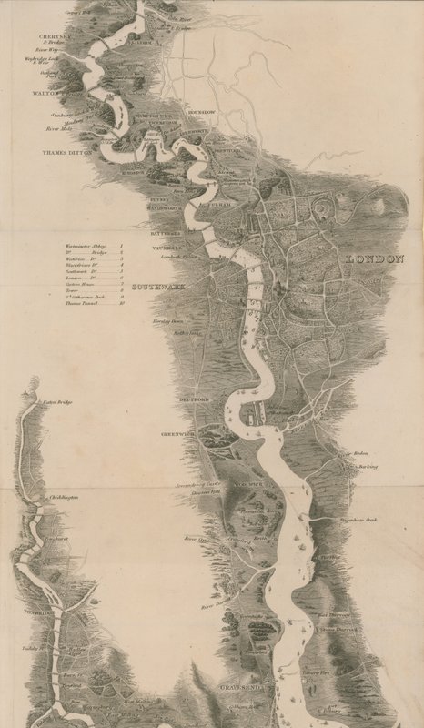 Tomblesons Panoramakarte der Themse und Medway von English School