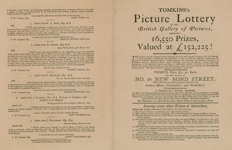 Tomkinss Bildlotterie der British Gallery of Pictures von English School