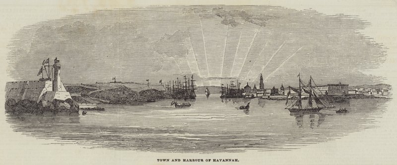 Stadt und Hafen von Havannah (Gravur) von English School