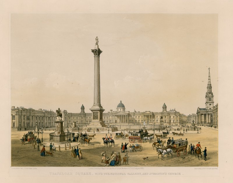 Trafalgar Square mit der National Gallery und der St. Martins Church von English School