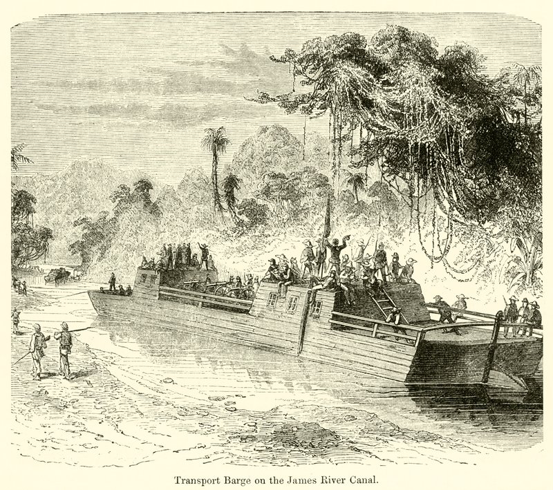 Transportkahn auf dem James River Kanal von English School