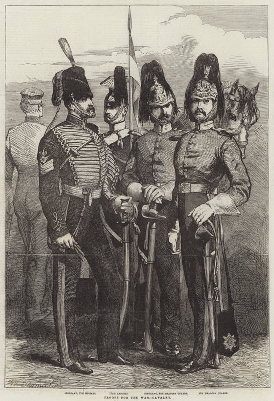 Truppen für den Krieg, Kavallerie (Gravur) von English School