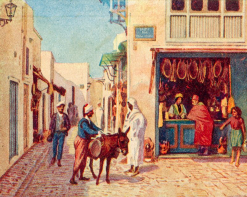 Tunis, Straße in der arabischen Stadt von English School