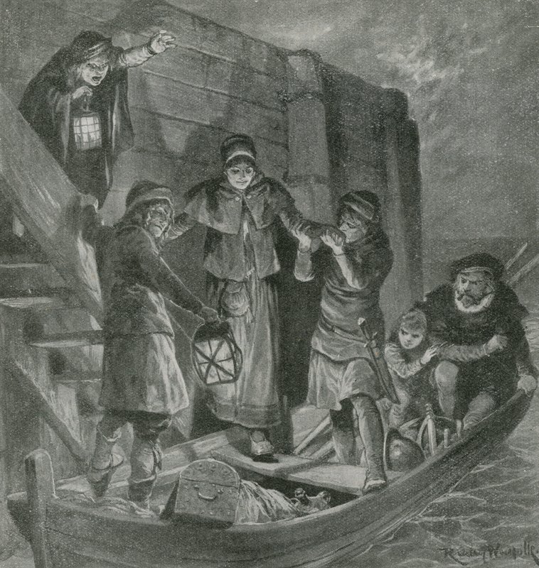Tycho Brahe segelt in der Dunkelheit der Nacht von seiner Insel weg von English School