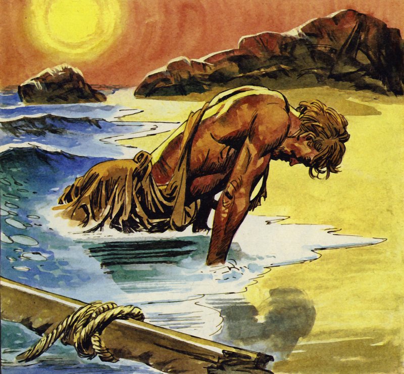 Ulysses strandete auf der Insel Ogygia von English School