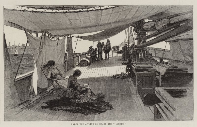 Unter der Markise an Bord der "Undine" (Gravur) von English School