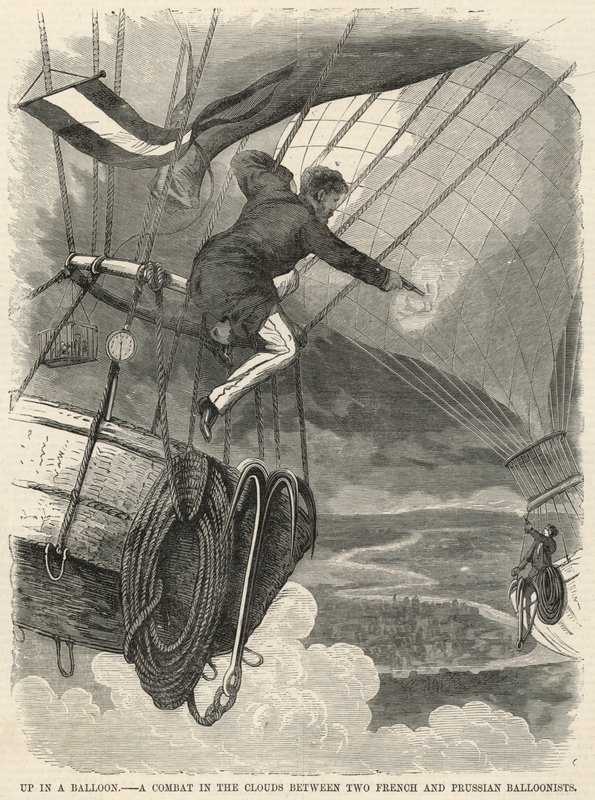 Oben in einem Ballon; Ein Kampf in den Wolken zwischen zwei französischen und preußischen Ballonfahrern von English School