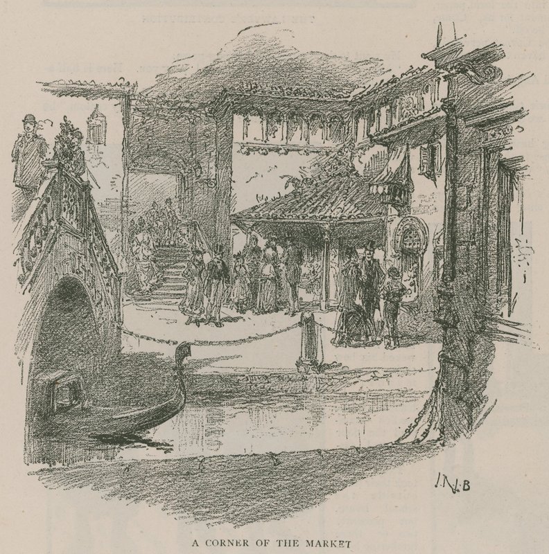 Venedig in London: Skizzen in Olympia - Eine Ecke des Marktes von English School