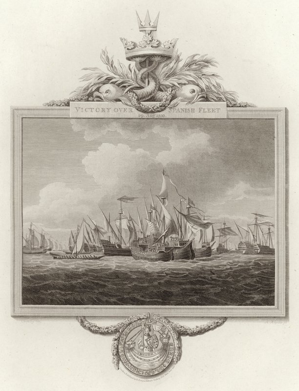 Sieg über die spanische Flotte am 29. August 1350 von English School