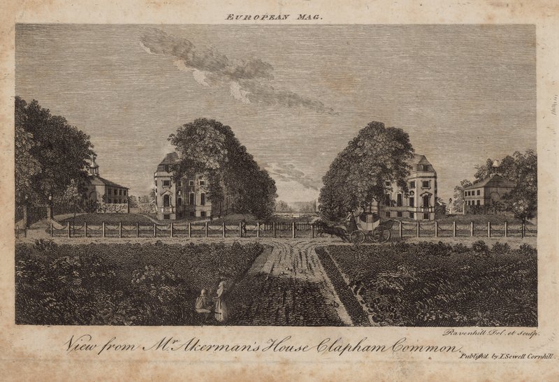Blick vom Haus von Mr. Ackerman, Clapham Common, Surrey von English School