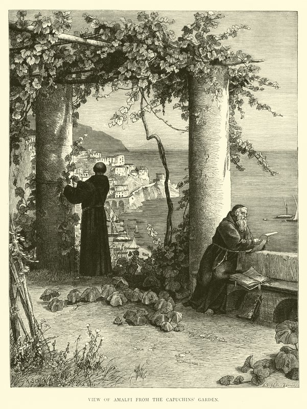 Blick auf Amalfi vom Kapuzinergarten von English School