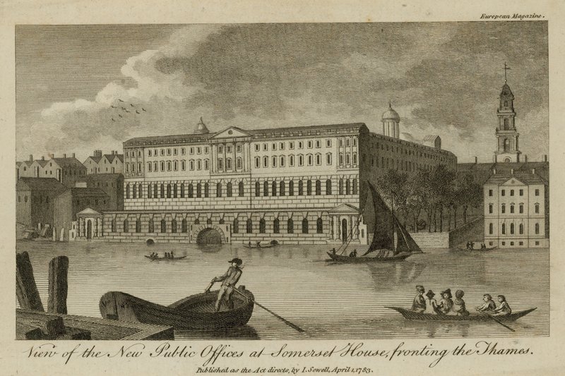 Ansicht der neuen öffentlichen Büros im Somerset House, zur Themse hin von English School