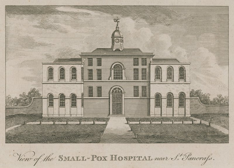 Ansicht des Pockenkrankenhauses bei St Pancras, London von English School