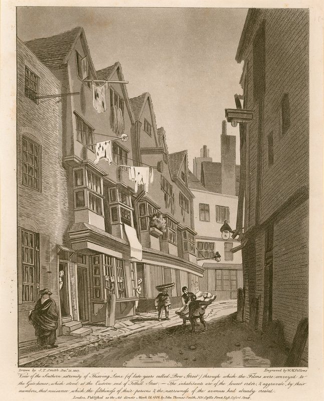 Ansicht des südlichen Endes der Thieving Lane (in den letzten Jahren Bow Street genannt) von English School