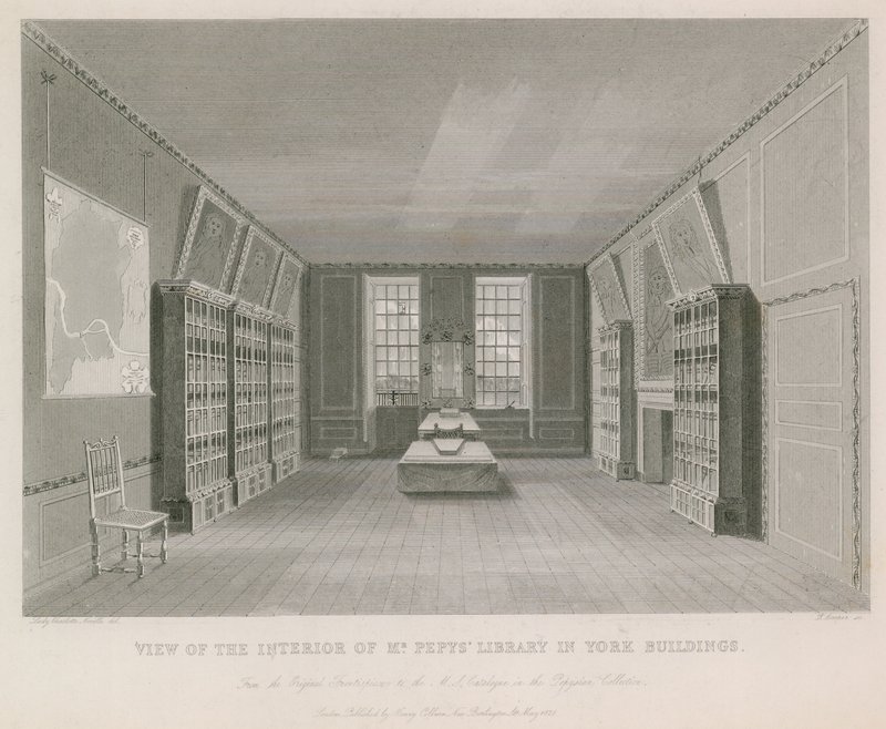 Ansicht des Inneren der Bibliothek von Mr. Pepys im York Building von English School