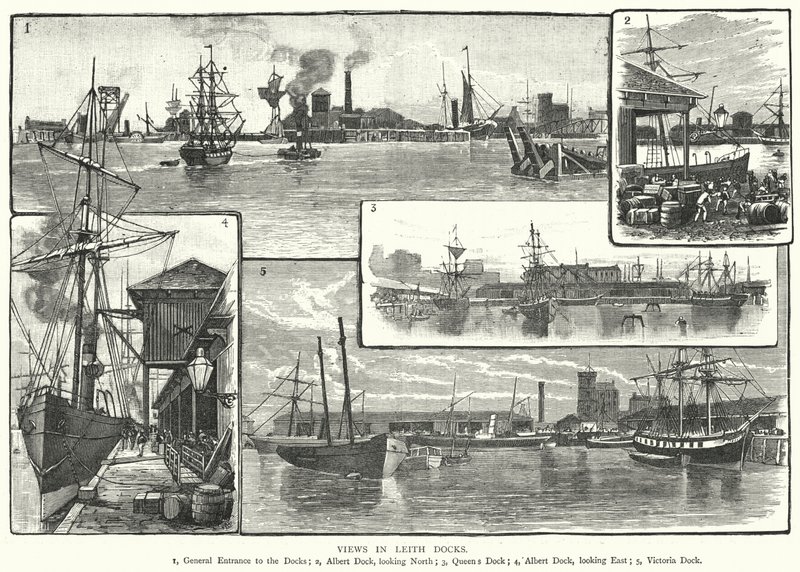 Ansichten in den Leith Docks von English School