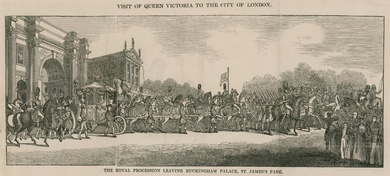 Besuch von Königin Victoria in der City of London, Abfahrt vom Buckingham Palace von English School