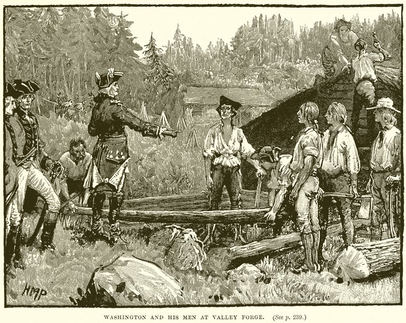 Washington und seine Männer in Valley Forge von English School