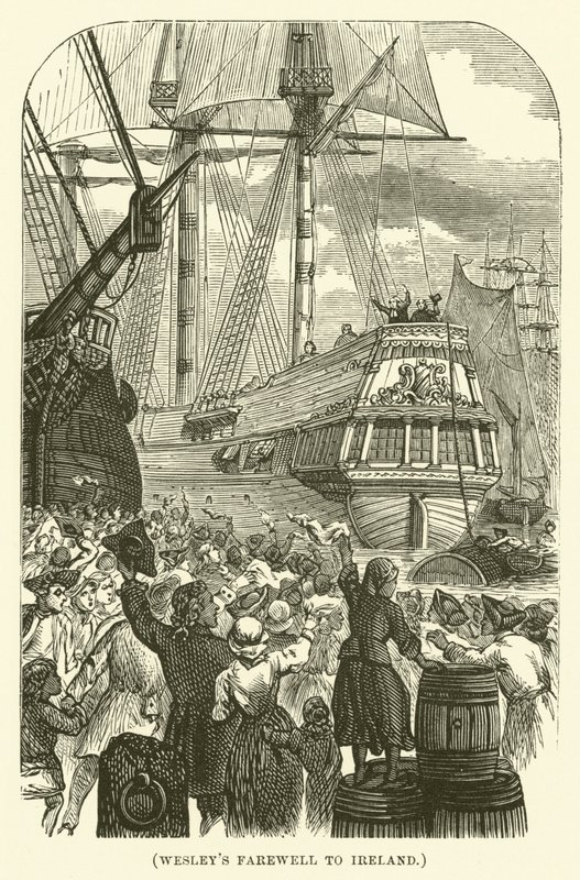 Wesleys Abschied von Irland (Gravur) von English School