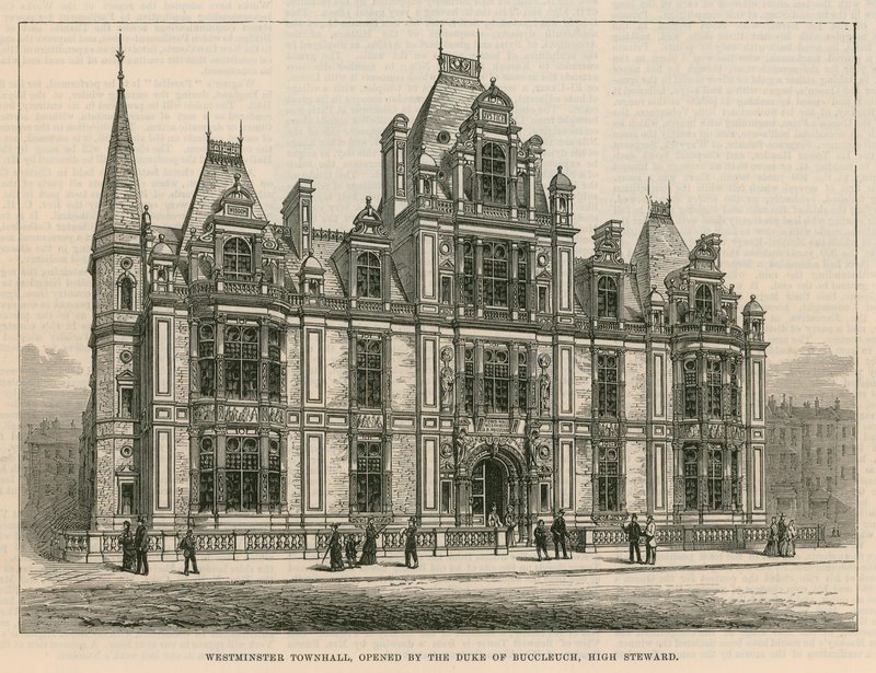 Westminster Town Hall, eröffnet vom Duke of Buccleuch, High Steward von English School