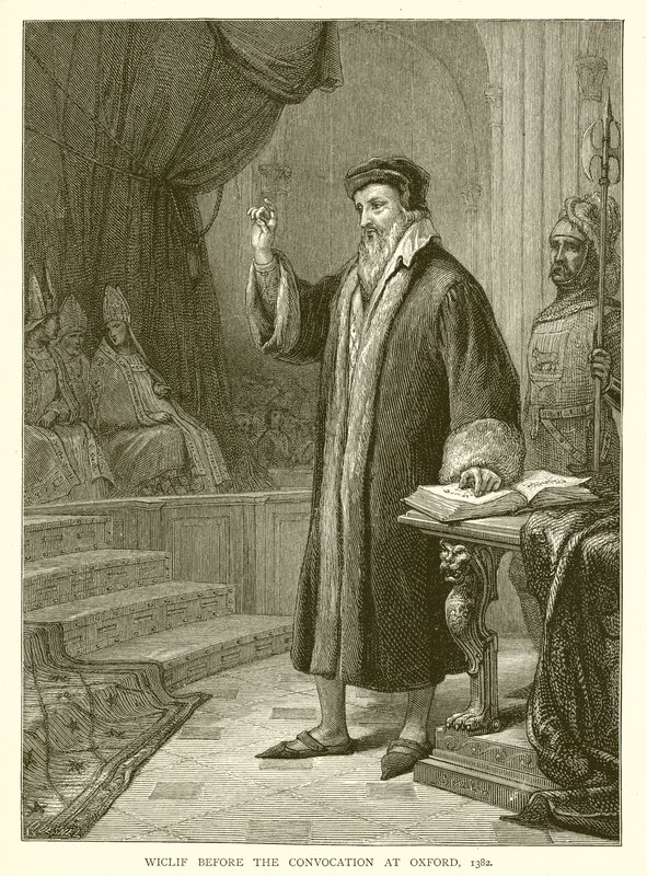 Wiclif vor der Versammlung in Oxford, 1382 von English School