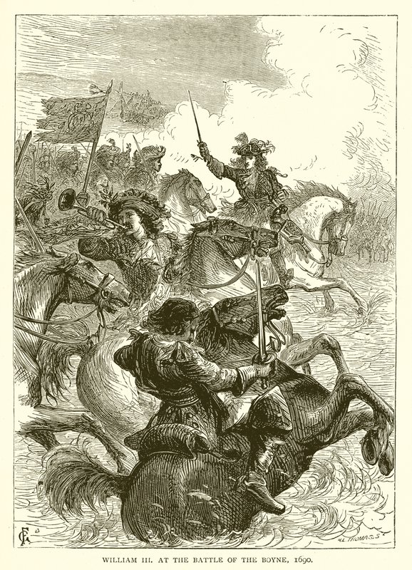 Wilhelm III. in der Schlacht am Boyne, 1690 von English School