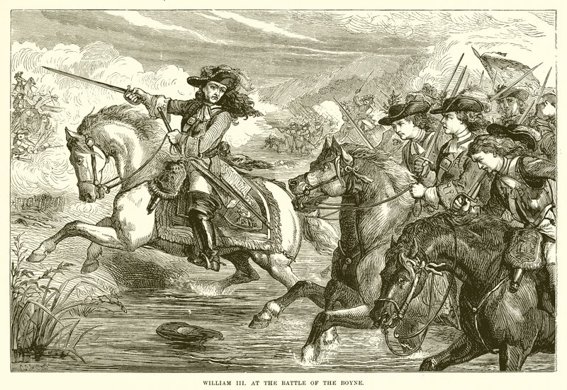 Wilhelm III. in der Schlacht am Boyne von English School