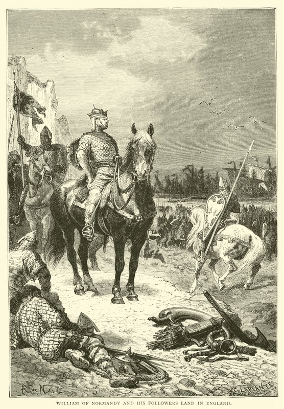 Wilhelm von der Normandie und seine Anhänger landen in England von English School