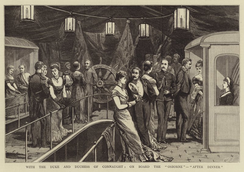 Mit dem Herzog und der Herzogin von Connaught an Bord der "Osborne", "Nach dem Abendessen" von English School