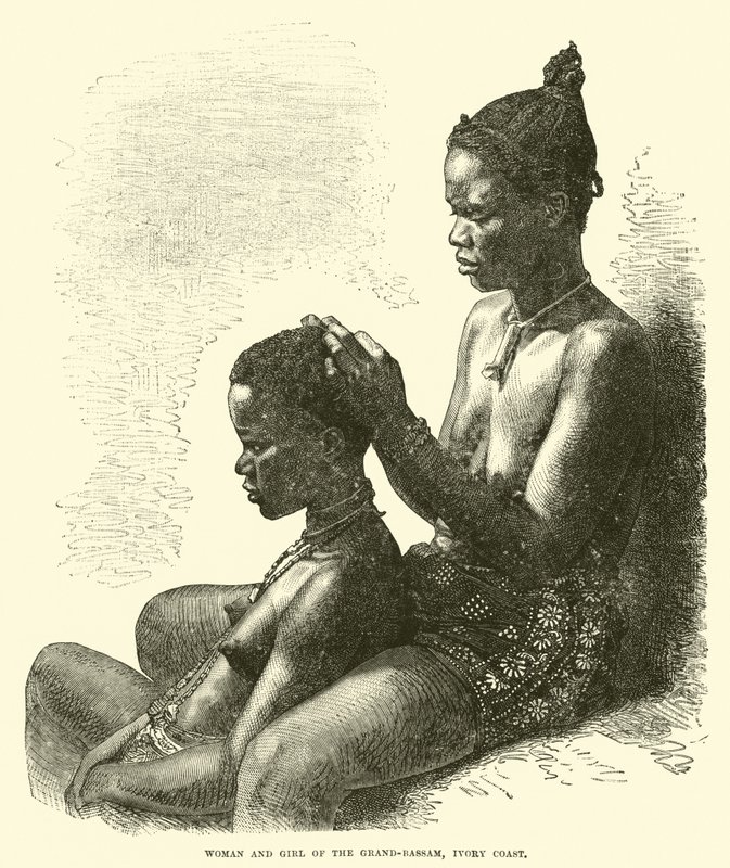 Frau und Mädchen von Grand-Bassam, Elfenbeinküste von English School