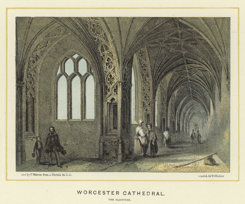 Worcester Kathedrale, die Kreuzgänge von English School