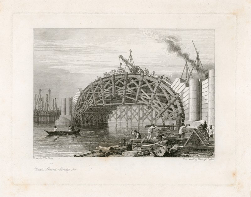 Bauarbeiten, Strand-Brücke (d.h. Waterloo-Brücke), London von English School